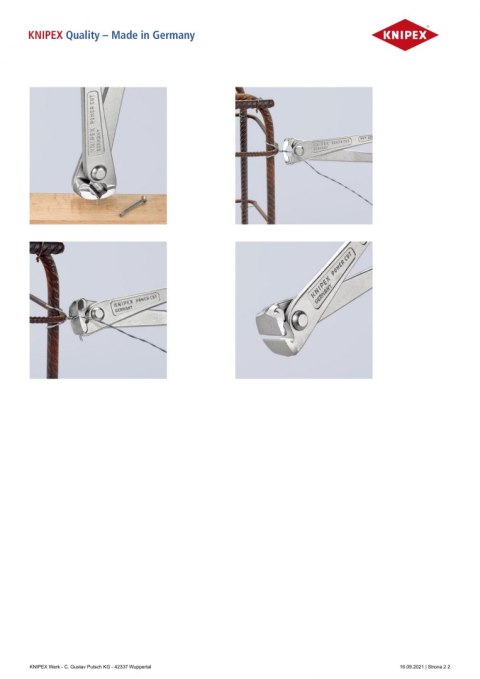 KNIPEX OBCĘGI ZBROJARSKIE CYNKOWANE O ZWIĘKSZONYM PRZEŁOŻENIU 300MM