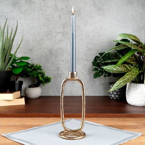 Świecznik Dekoracyjny Ozdobny Aluminiowy Złoty ORION 24 cm