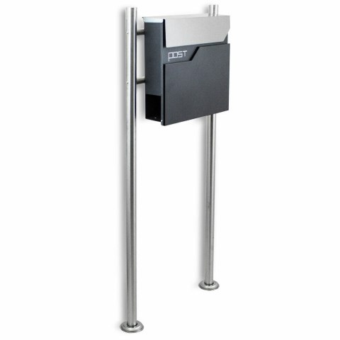 Stylowa Skrzynka na słupku ze stali nierdzewnej z gazetnikiem wolnostojąca