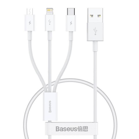 Kabel szybkiego ładowania Baseus Superior Data USB do M+L+C 3.5A 0.5M(White)