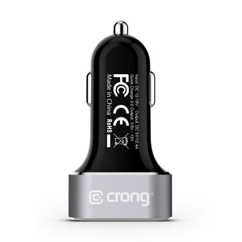 ND38_CRG-PWRC-USB30-ALU Crong Power Car Charger 30W - Ładowarka samochodowa USB QuickCharge 3.0 + USB 2.4A (aluminium)