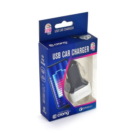 ND38_CRG-PWRC-USB30-ALU Crong Power Car Charger 30W - Ładowarka samochodowa USB QuickCharge 3.0 + USB 2.4A (aluminium)
