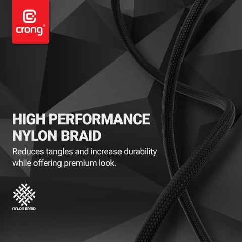 ND38_CRG-AL15USCL-BLK Crong Armor Link ? Kabel MFi z USB-C na Lightning w oplocie 150cm (czarny)