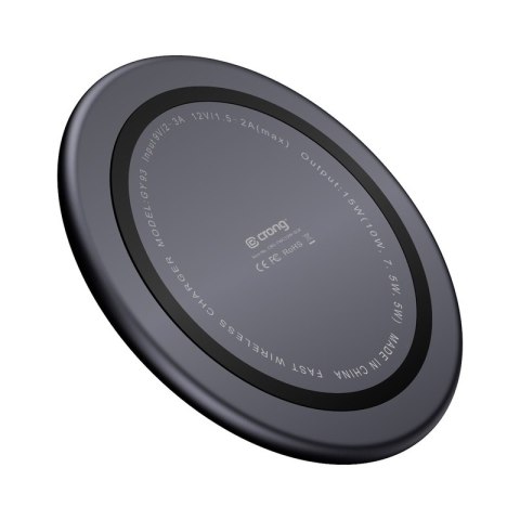 ND38_CRG-PS15W-BLK Crong PowerSpot Fast Wireless Charger ? Bezprzewodowa ładowarka Qi 15W USB-C (Shadow Black)