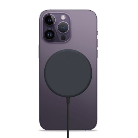 ND38_CRG-MS15W-GRP Crong MagSpot Wireless Charger - Aluminiowa ładowarka MagSafe 15W (Graphite)