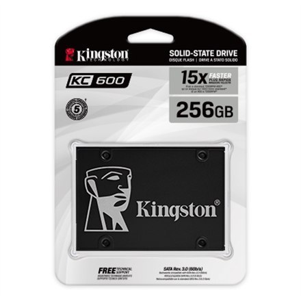 Kingston Kingston | KC600 | 256 GB | Format SSD 2,5" | Interfejs SSD SATA | Prędkość odczytu 550 MB/s | Prędkość zapisu 500 MB/s