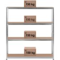 Regał magazynowy metalowy 4 półki 600 kg 160 x 40 x 180 cm szary