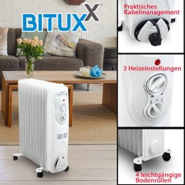 Elektryczny Grzejnik Olejowy 2500W Biały 11 żeberkowy XXL BITUXX