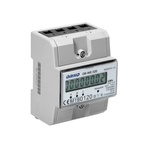 3-fazowy licznik energii elektrycznej, 80A, MID, 3 moduły, DIN TH-35mm