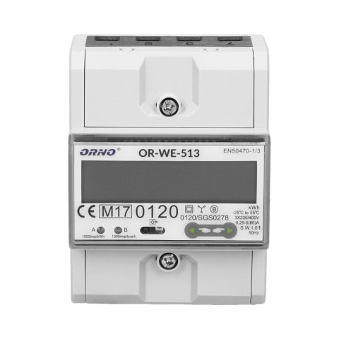 3-fazowy licznik energii elektrycznej, 80A, MID, 3 moduły, DIN TH-35mm