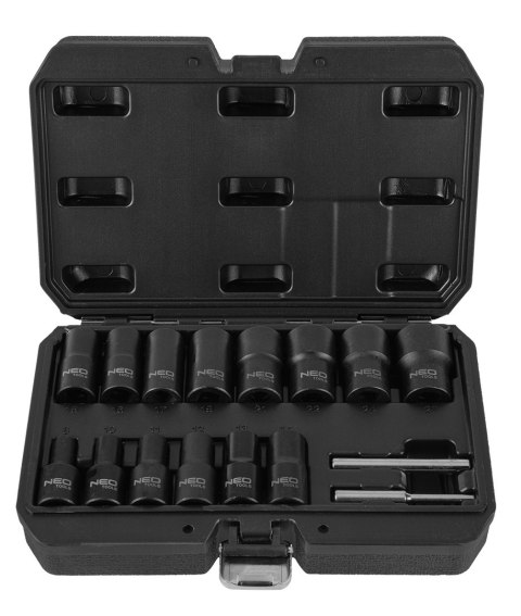 Nasadki 1/2", do uszkodzonych nakrętek - zestaw 16 szt.