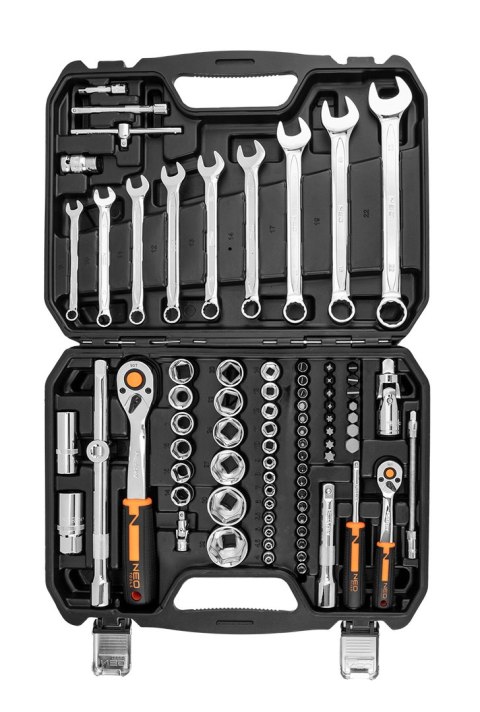 Zestaw kluczy nasadowych 1/2", 1/4", 82 szt., CrV, ECO