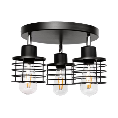 ISLA oprawa ścienno-sufitowa, moc max. 3x60W, E27, czarna, podstawa okrągła, jednopoziomowa, ruchome głowice lampy