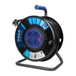 Przedłużacz bębnowy, 4 gniazda 2P+Z, kabel PVC H05VV-F 3x1,5mm?, długość - 50m, STAŁE GNIAZDA, termik, przesłony torów prądowych