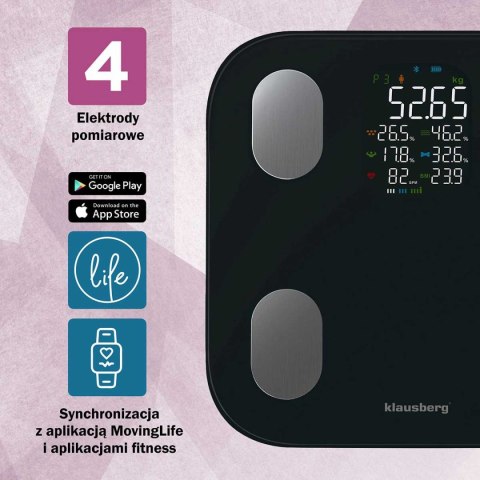 ANALITYCZNA WAGA ŁAZIENKOWA SMART IOS ANDROID KLAUSBERG KB-7855