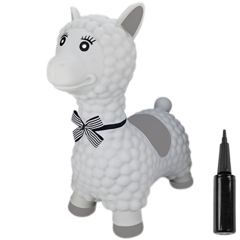 ND31_J06_015_0_2 Skoczek gumowy dla dzieci ALPAKA 55cm szary z muszką do skakania z pompką