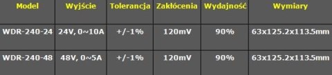 MW WDR-240-48 zasilacz DIN Duża MOC 48V 5A