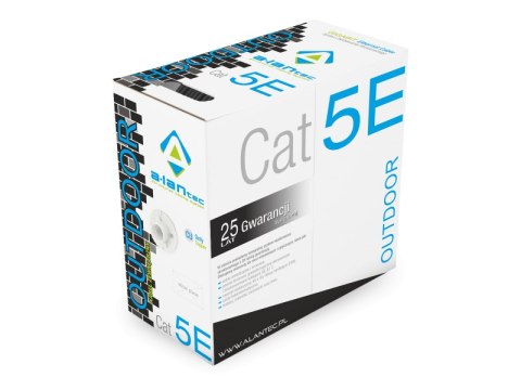 Kabel U/UTP kat.5e, teleinformatyczny, PE zewnętrzny żelowany, Fca 4x2x24 AWG, 1Gb/s, czarny, 305m - ALANTEC