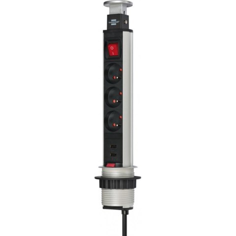 Listwa zasilająca Tower Power 3 gniazda 2 usb 2m Brennenstuhl 1396201013