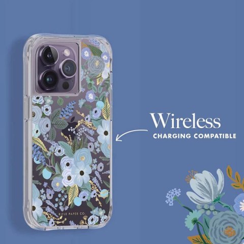 ND38_RP049230 Rifle Paper Clear - Etui iPhone 14 Pro (Garden Party Blue)