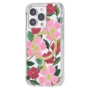 ND38_RP049234 Rifle Paper Clear MagSafe - Etui iPhone 14 Pro zdobione złotem (Rose Garden)