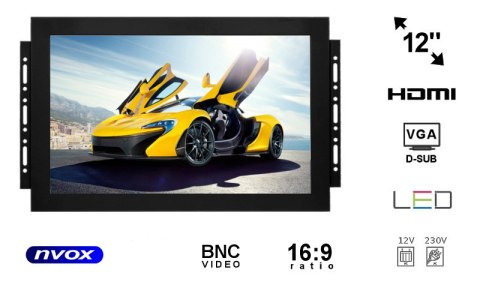 Monitor open frame LED 12cali z wejściem VGA HDMI BNC... (NVOX OP1211 VGA)