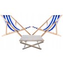 Zestaw stolik do lezaków +2 lezaki Niebieskie pasy, WOODOK