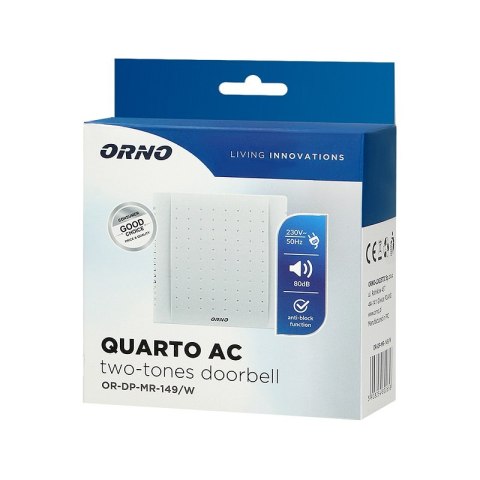 ORNO DZWONEK GONG DWUTONOWY 230V QUATRO AC BIAŁY