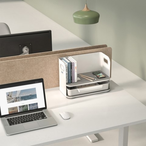 Organizer biurkowy z szufladą i ładowarką bezprzewodową Ergo Office, biały, max. 10kg, ER-441