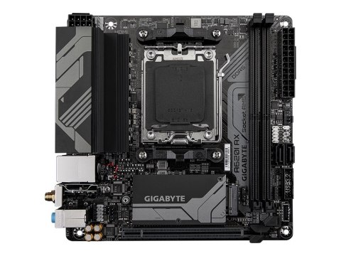 Gigabyte Gigabyte | A620I AX 1.0 | Rodzina procesorów AMD | Gniazdo procesora AM5 | DDR5 DIMM | Obsługiwane interfejsy dysków twardych SA
