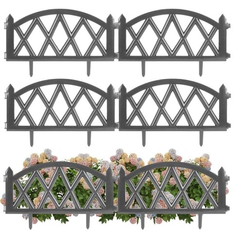 Płotek Ogrodowy Ozdobny Grafitowy Palisada Obrzeże VILDE 50 x 30 cm 6 szt.
