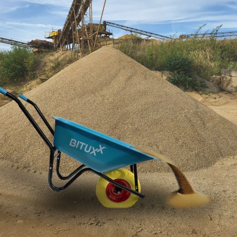 Taczka Ogrodowa Solidna taczka 100L jednokołowa niebieska Mocna 250kg +żółte koło PU