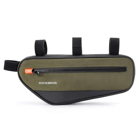 Torba rowerowa na ramę roweru z kieszenią boczną 1.7l - zielono-czarna