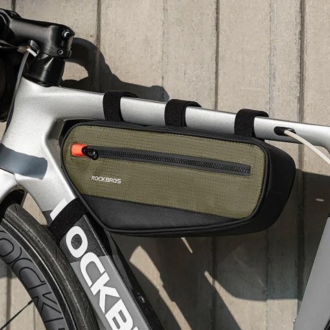Torba rowerowa na ramę roweru z kieszenią boczną 1.7l - zielono-czarna