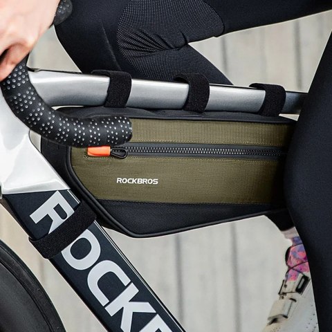 Torba rowerowa na ramę roweru z kieszenią boczną 1.7l - zielono-czarna