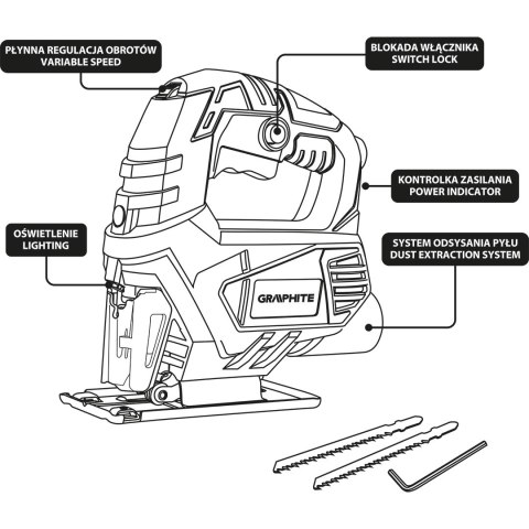 Wyrzynarka 450W, ilość suwów 0-3000 min-1