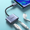 Adapter przejściówka audio USB-C - USB-C + mini jack 3.5mm - szary