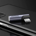 Przejściówka adapter kątowy audio USB-C (męski) - minijack 3.5mm (żeński) - szary