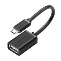 Przejściówka adapter micro USB (męski) - USB-A (żeński) OTG płaski 0.15m - czarny