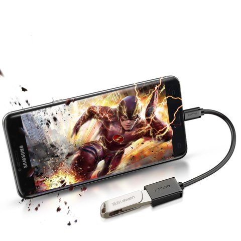 Przejściówka adapter micro USB (męski) - USB-A (żeński) OTG płaski 0.15m - czarny