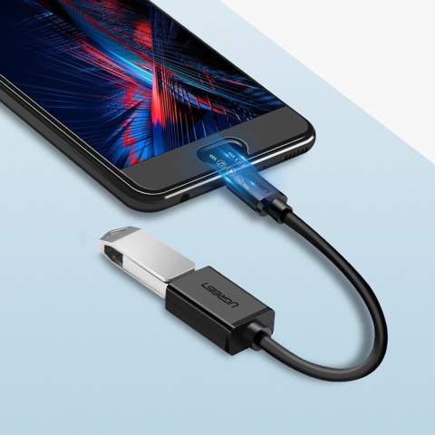 Przejściówka adapter micro USB (męski) - USB-A (żeński) OTG płaski 0.15m - czarny