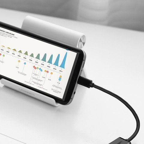 Przejściówka adapter micro USB (męski) - USB-A (żeński) OTG płaski 0.15m - czarny