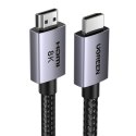Kabel przewód HDMI 2.1 8K certyfikowany VRR QMS QFT ALLM 3m - szary