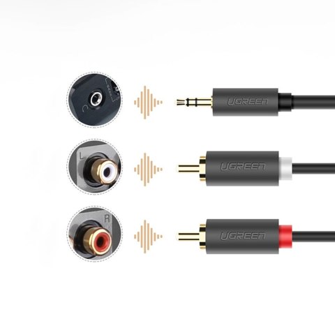 Kabel przewód audio 3.5mm minijack (męski) - 2RCA (męski) 5m - szary