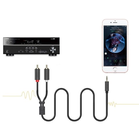 Kabel przewód audio 3.5mm minijack (męski) - 2RCA (męski) 5m - szary