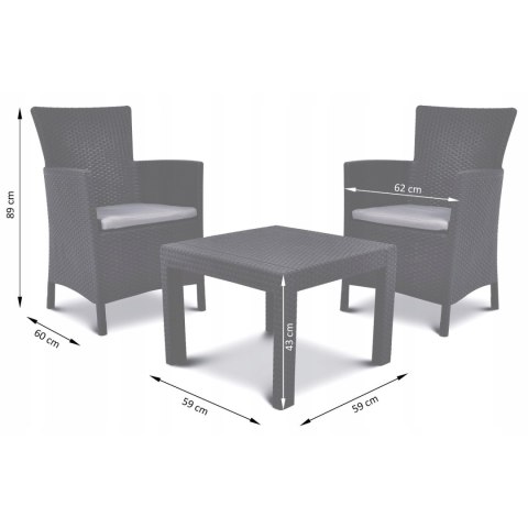 Zestaw mebli ogrodowych Rosario Balcony brązowe