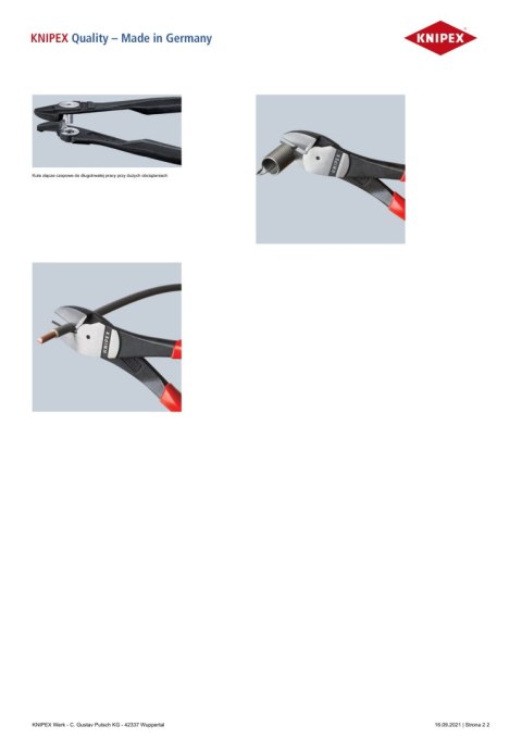 KNIPEX SZCZYPCE TNĄCE BOCZNE O ZWIĘKSZONYM PRZEŁOŻENIU 200MM