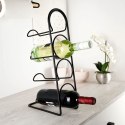 Stojak Półka Regał na Wino Metalowy Czarny 4 Butelki Solidny VILDE 21x43 cm