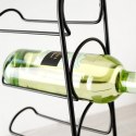 Stojak Półka Regał na Wino Metalowy Czarny 4 Butelki Solidny VILDE 21x43 cm