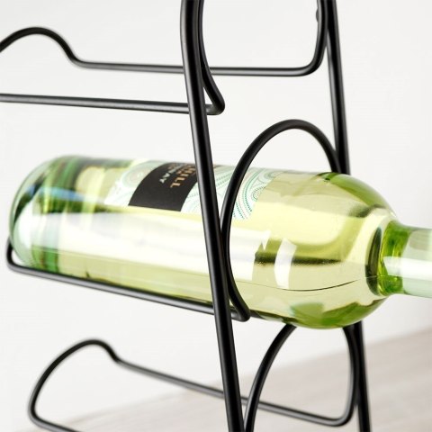 Stojak Półka Regał na Wino Metalowy Czarny 4 Butelki Solidny VILDE 21x43 cm